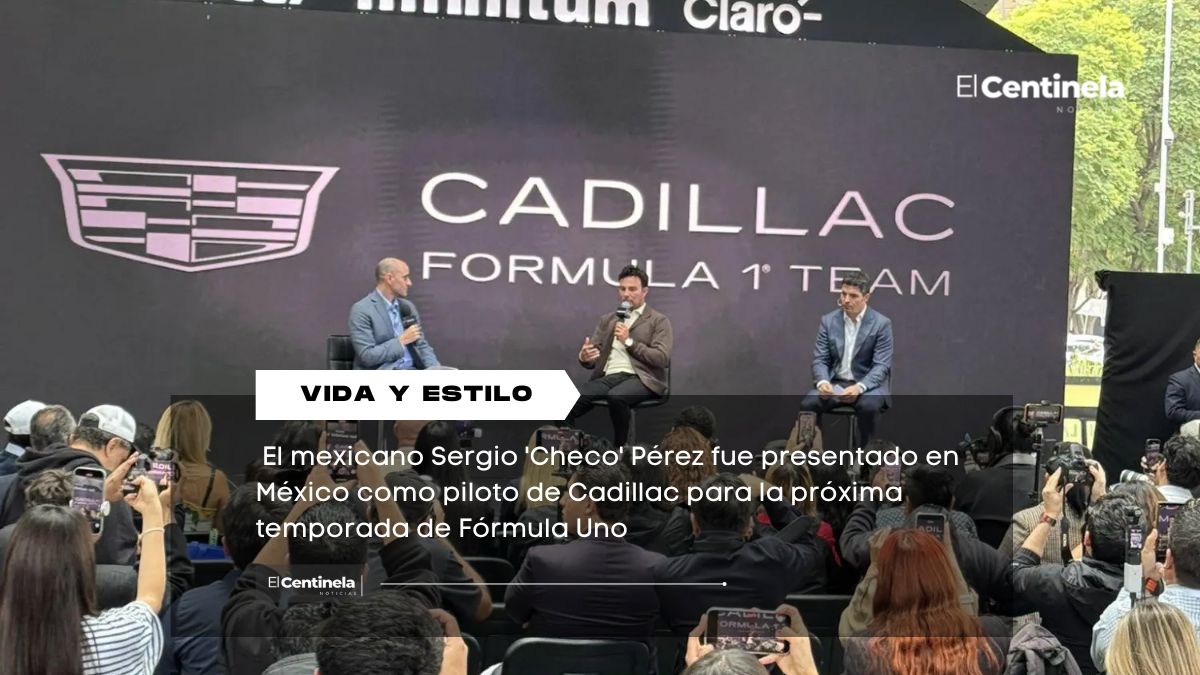 El mexicano Sergio 'Checo' Pérez fue presentado en México como piloto de Cadillac para la próxima temporada de Fórmula Uno