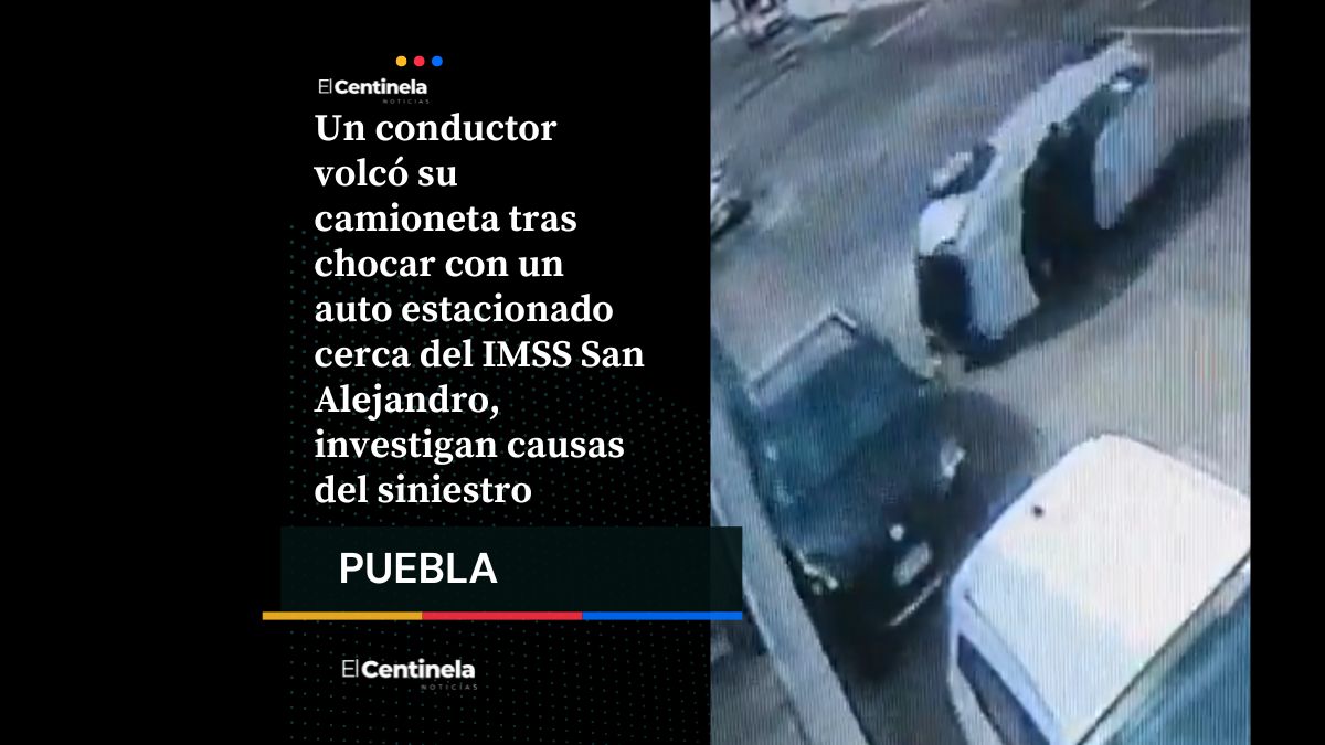 ¡Sustazo! Camioneta vuelca tras chocar con auto estacionado cerca del IMSS San Alejandro