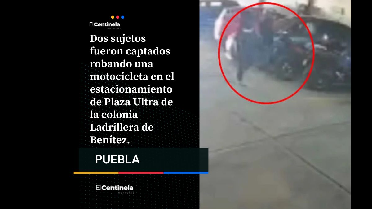 Dos sujetos fueron captados robando una motocicleta en el estacionamiento de Plaza Ultra de la colonia Ladrillera de Benítez.