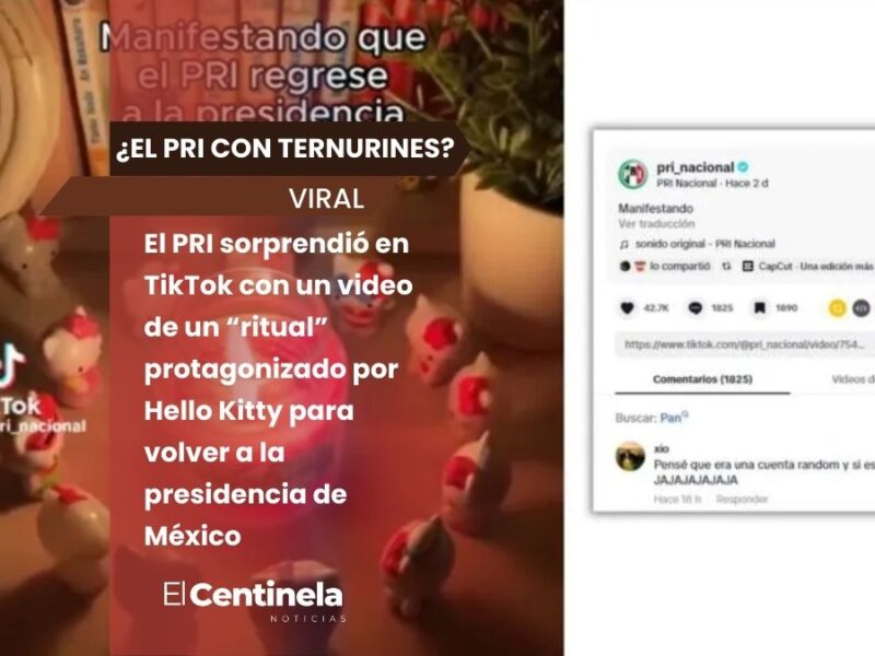 PRI publica TikTok con “ritual” con Hello Kitty para regresar a la presidencia de México y desata una ola de comentarios