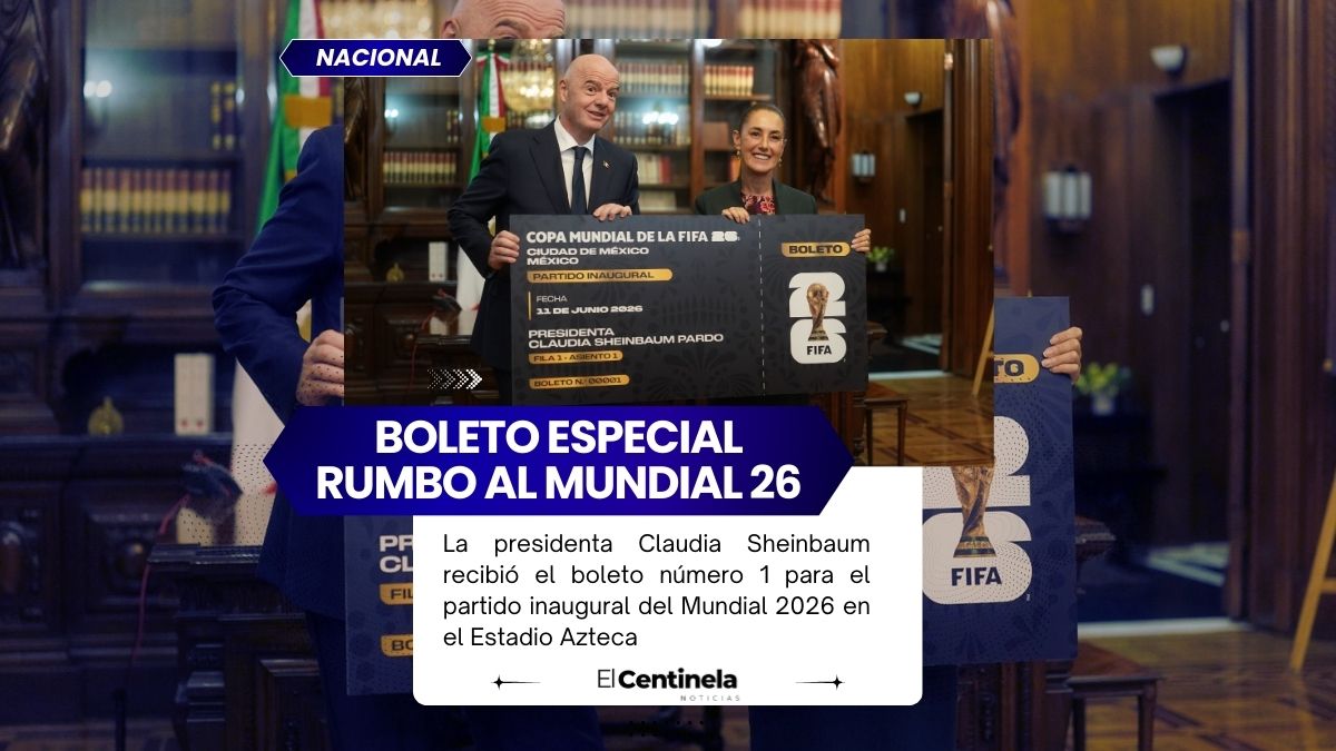 Claudia Sheinbaum recibe boleto número 1 para el partido inaugural del Mundial 2026 en el Estadio Azteca
