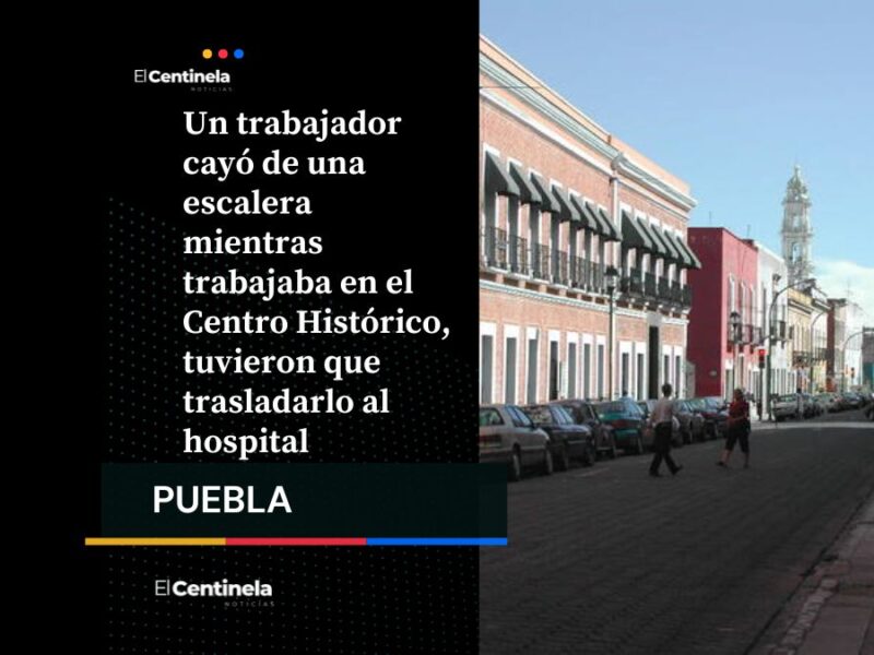 Trabajador es hospitalizado tras caer de escalera cerca de Plaza Victoria en el Centro Histórico