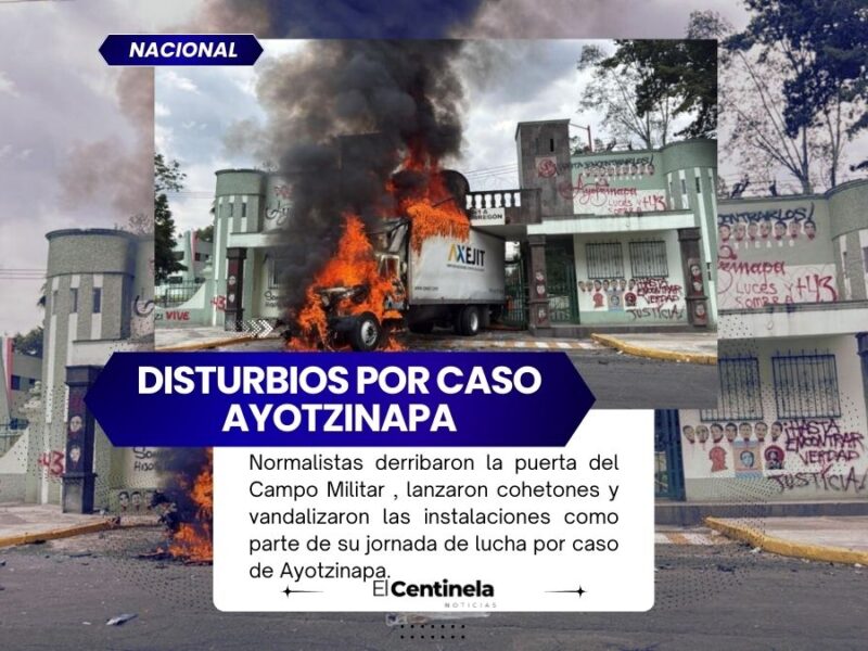 Caso Ayotzinapa: Derriban puerta, lanzan petardos y queman camión en Campo Militar 1