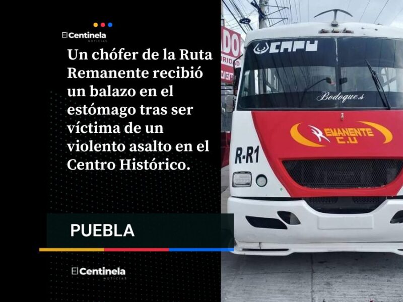 Chófer de la Ruta CU recibe balazo en el estómago durante asalto en el Centro Histórico