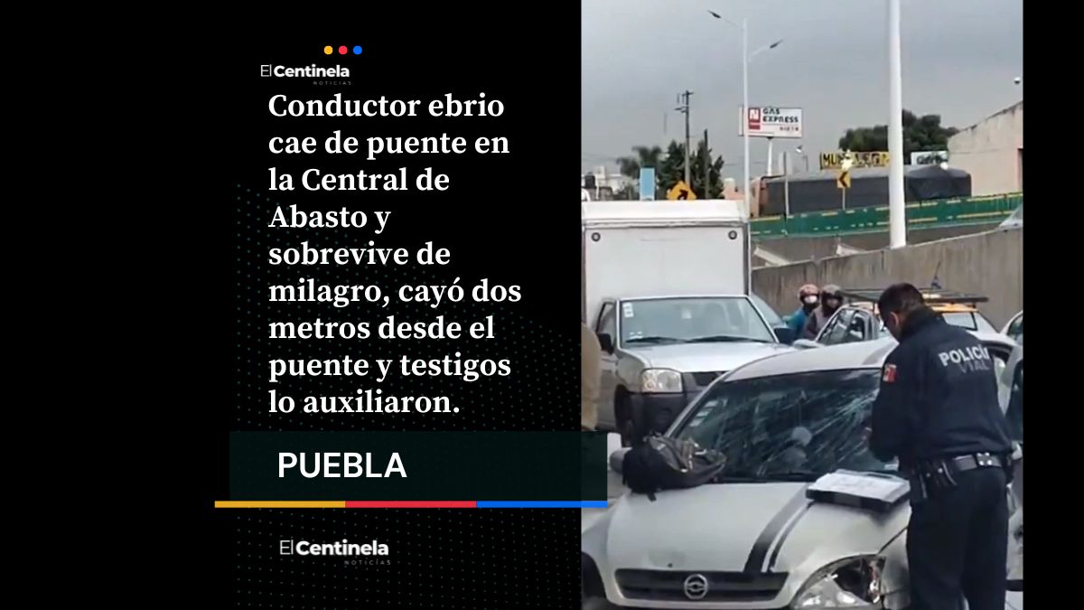 Conductor ebrio cae de puente en la Central de Abasto y sobrevive de milagro