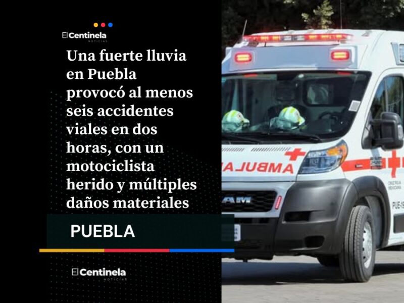 Lluvia en Puebla causa seis accidentes viales en menos de dos horas: un herido y caos vehicular