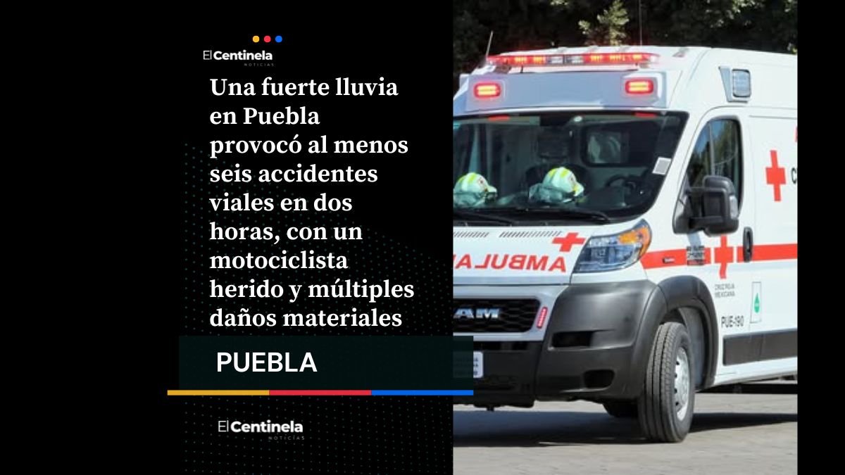 Lluvia en Puebla causa seis accidentes viales en menos de dos horas: un herido y caos vehicular