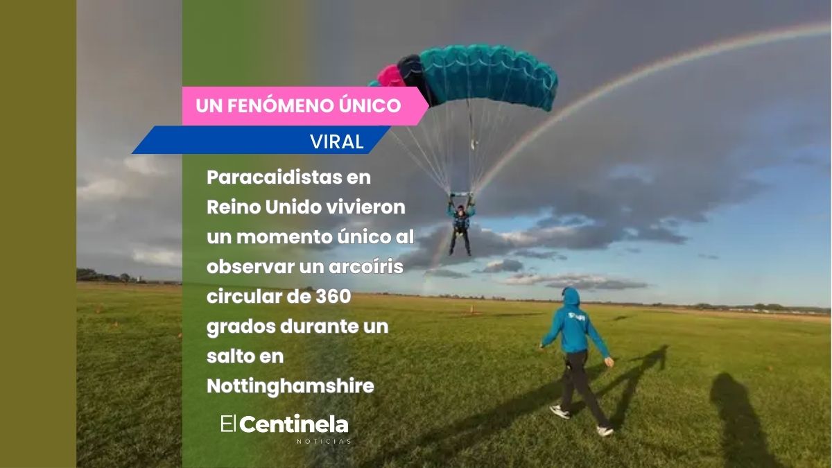 Paracaidistas captan arcoíris circular de 360 grados en Reino Unido, un fenómeno poco común