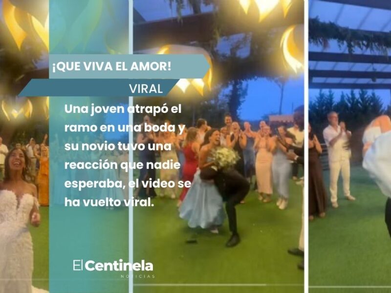 Una joven atrapó el ramo en una boda y su novio tuvo una reacción épica