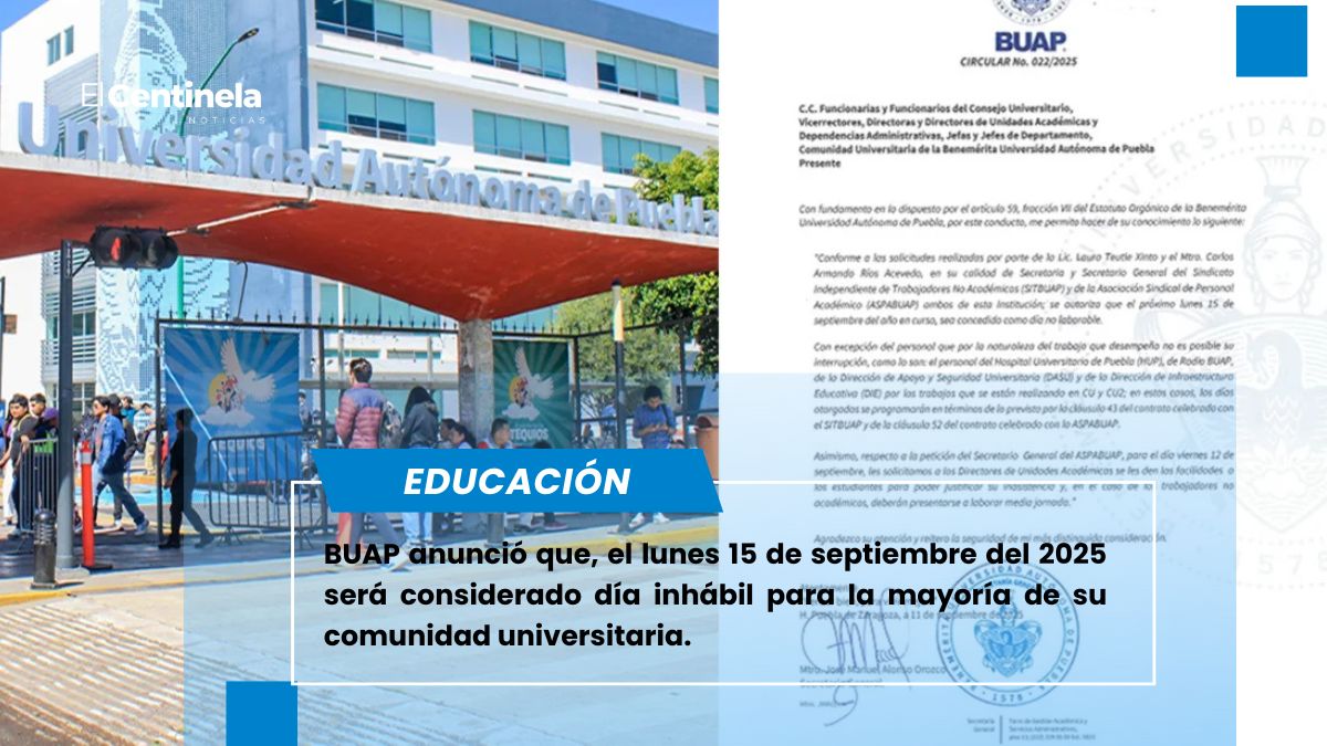 BUAP suspende actividades el lunes 15 de septiembre por fiestas patrias
