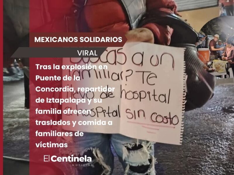 Explosión en Puente de la Concordia: joven repartidor brinda traslados y alimentos gratis a familias de víctimas