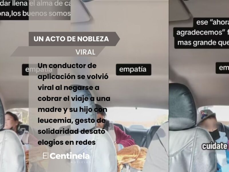 Conductor de aplicación conmueve al no cobrar viaje a madre e hijo con leucemia en Puebla