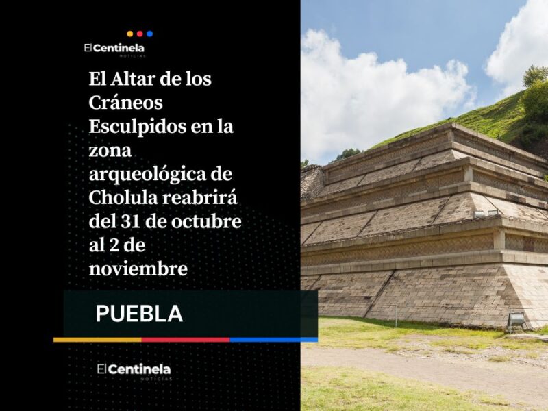 ¡No te lo pierdas! Abren nuevamente el Altar de los Cráneos Esculpidos por Día de Muertos en Cholula