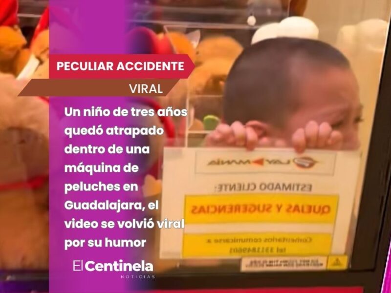 ¿Cómo llegó ahí? Niño queda atrapado en máquina de peluches en Guadalajara