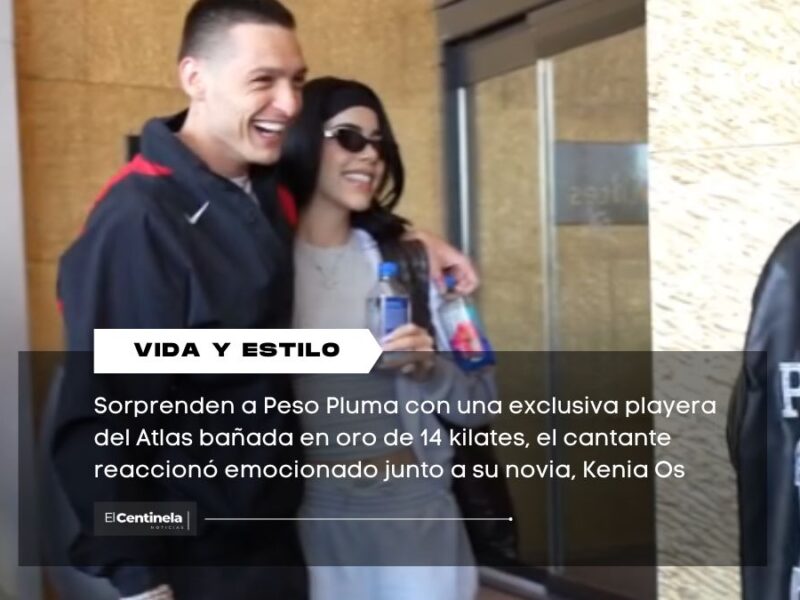 ¡Un regalito! Peso Pluma recibe lujosa playera del Atlas con oro de 14 kilates