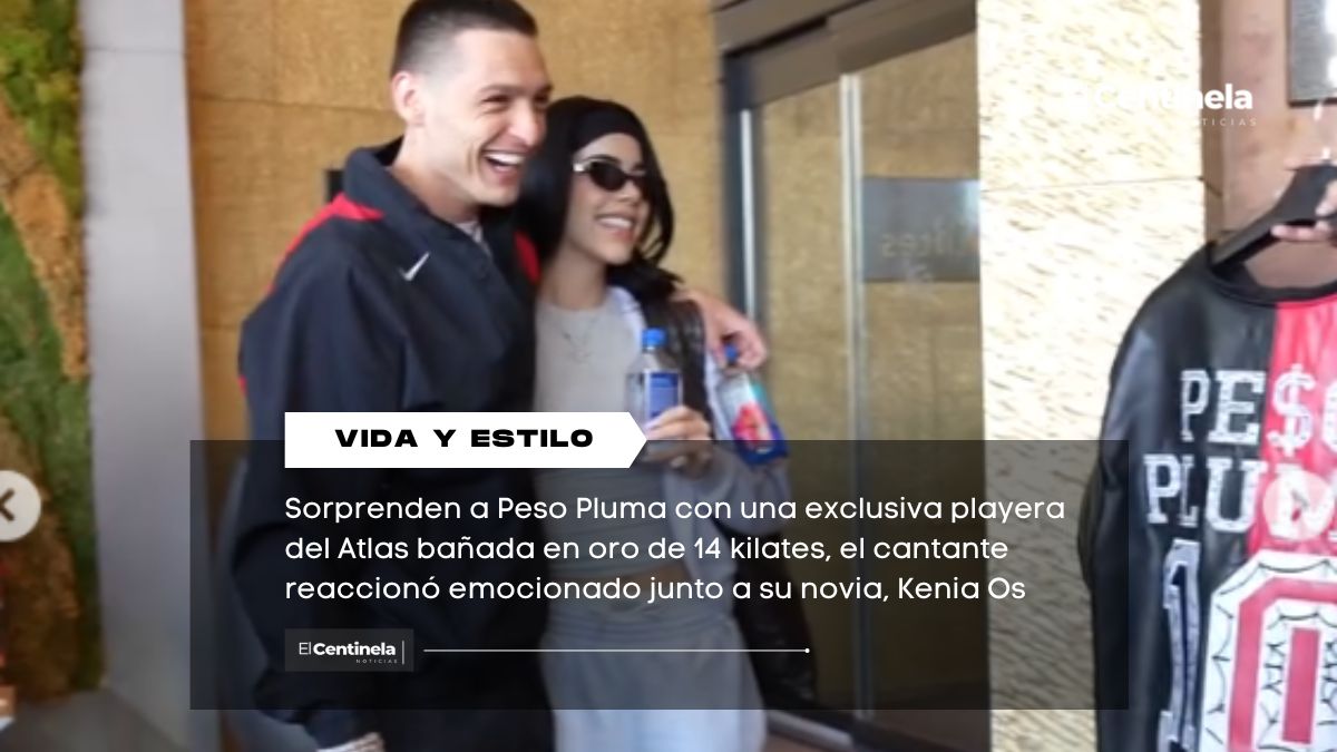 ¡Un regalito! Peso Pluma recibe lujosa playera del Atlas con oro de 14 kilates