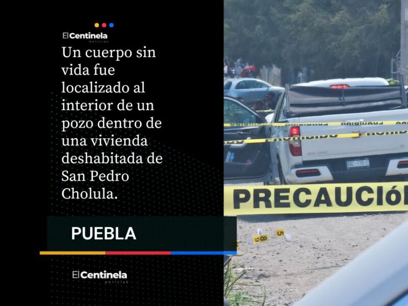 Hallan cadáver en pozo de casa en San Pedro Cholula