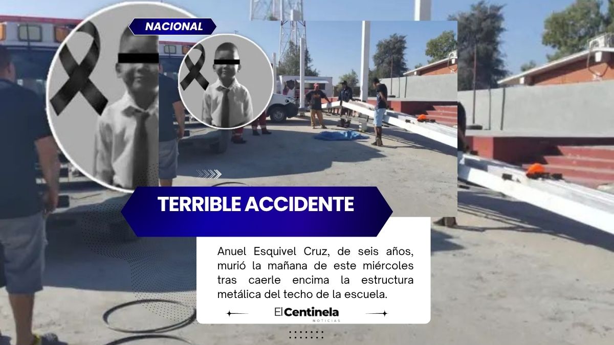 Muere niño de seis años al caerle una estructura metálica en escuela de Coahuila