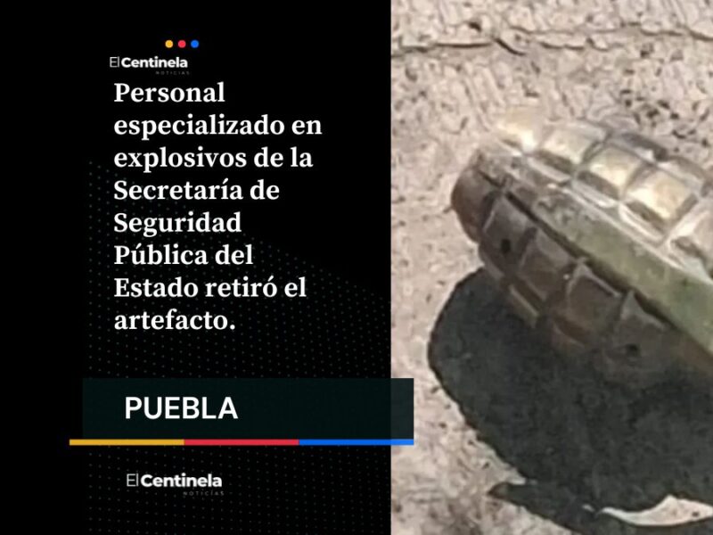Retiran presunta granada de fragmentación en plena calle de Texmelucan; la trasladan a Puebla
