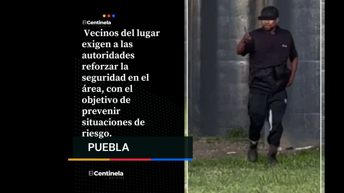 Hombre con machete intimida a niñas en puente peatonal de la Recta a Cholula