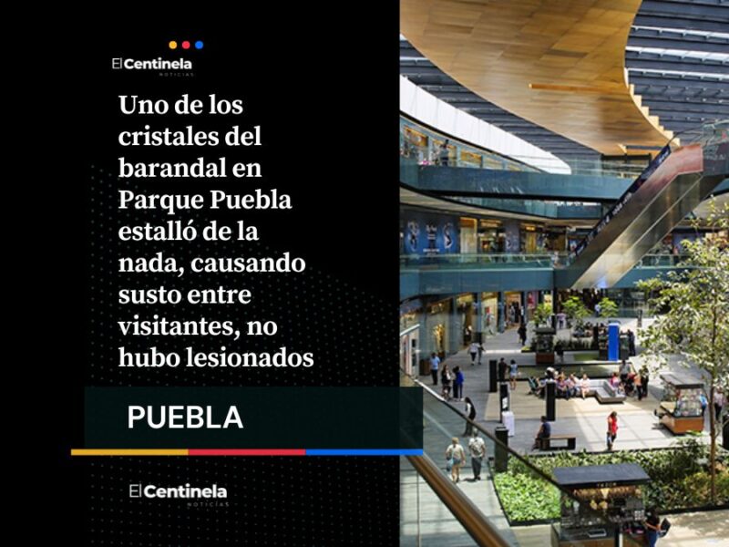 Vidrio de barandal estalla repentinamente en Parque Puebla y causa pánico entre visitantes