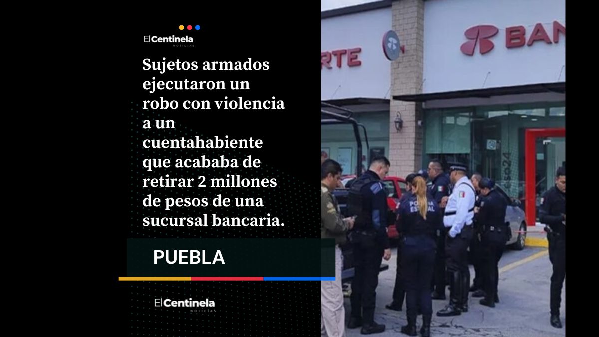 Asaltan a cuentahabiente en Plaza Pabellón de San Andrés Cholula; hampones disparan al aire y hurtan 2 mdp