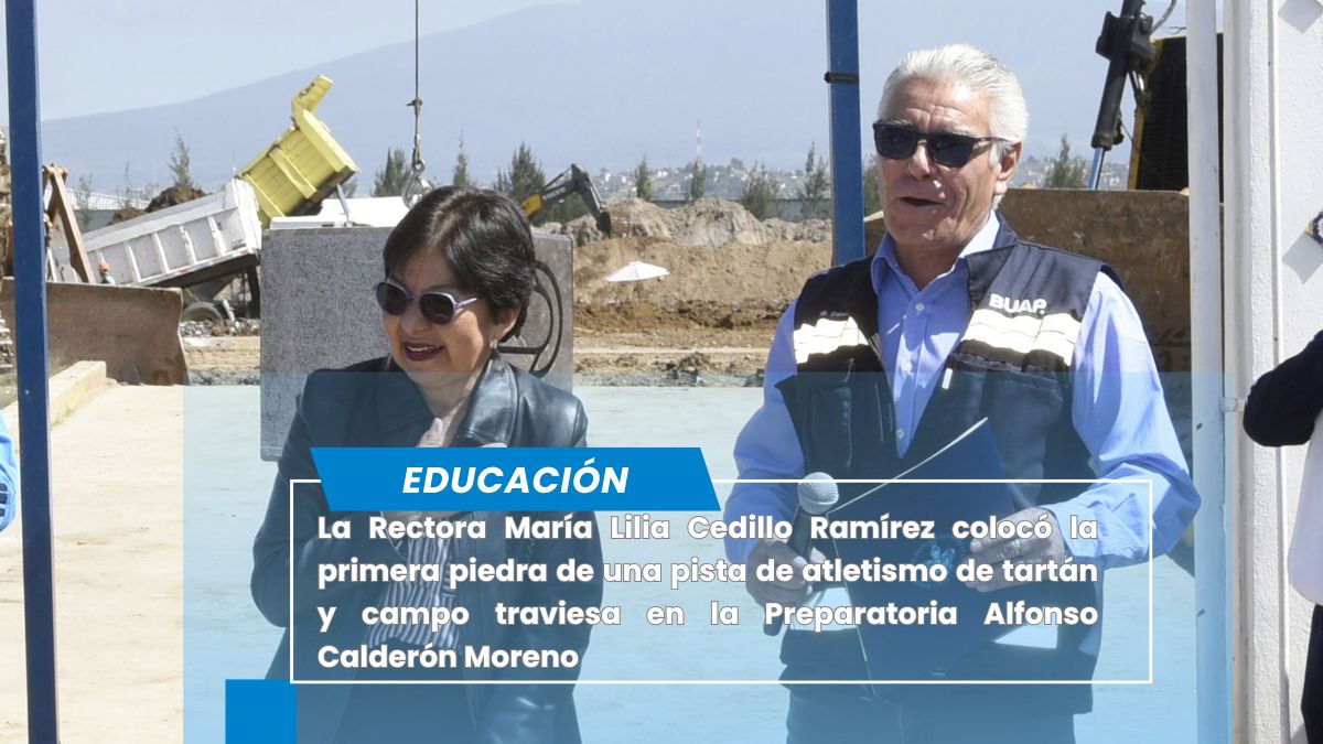 Lilia Cedillo coloca primera piedra de pista de tartán y campo traviesa en la prepa Alfonso Calderón