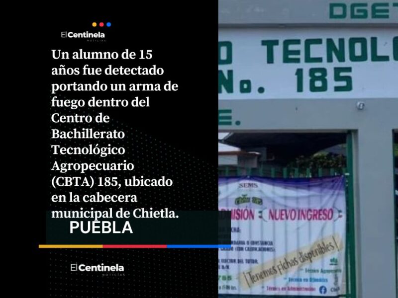 ¡Alarma en CBTA 185! Alumno llevaba arma de fuego al plantel