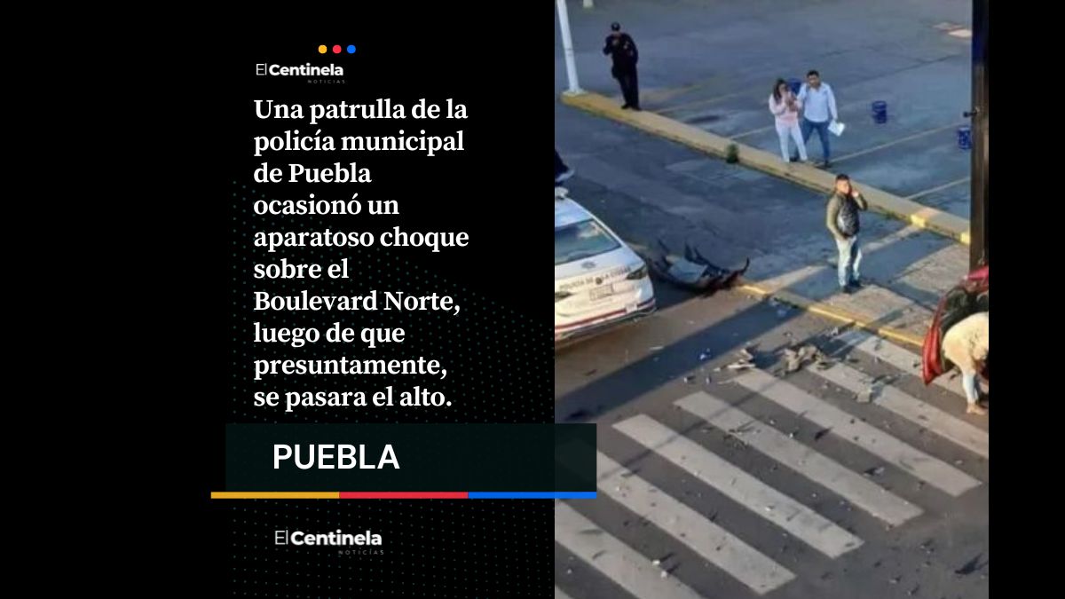 Patrulla municipal se pasa el alto y choca contra vehículo; hay un lesionado