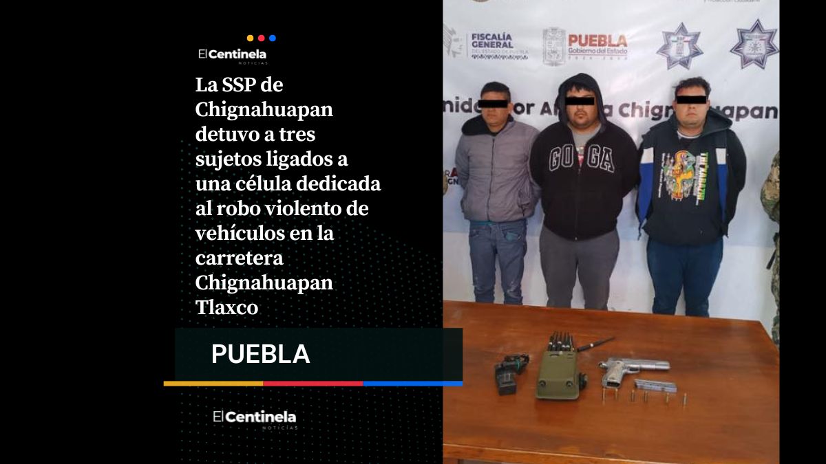 SSP captura a tres presuntos robacoches en la carretera Chignahuapan Tlaxco