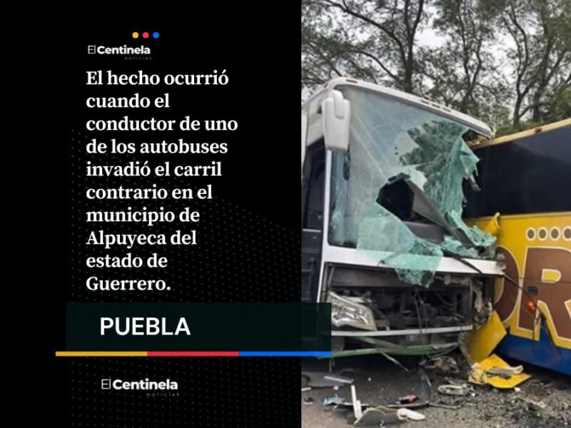 Tragedia en la Tlapa-Puebla: choque frontal de autobuses deja 16 heridos y dos muertos
