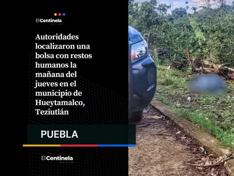 Hallan bolsa con restos humanos en Hueytamalco