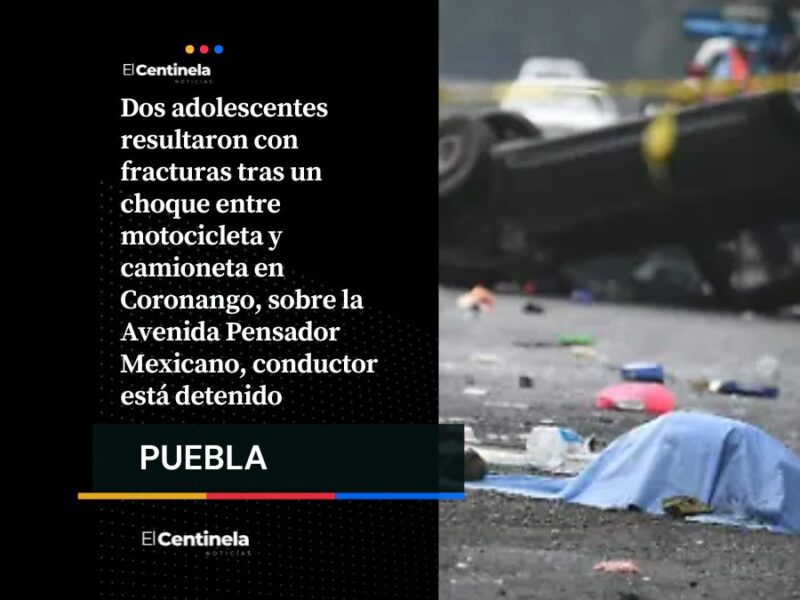 Brutal choque en Coronango deja a dos adolescentes heridos, conductor está detenido