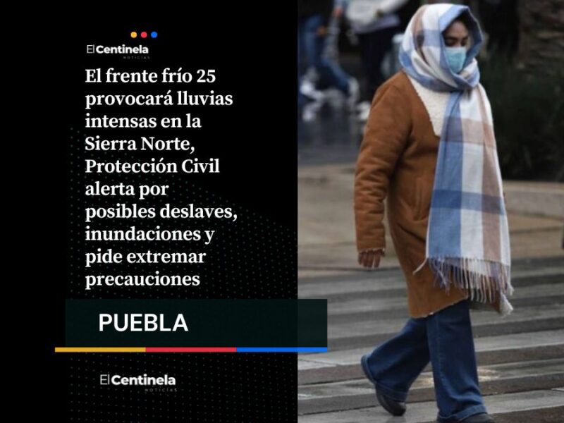 Fin de año gélido: frente frío 25 pone en alerta a la Sierra Norte por lluvias intensas