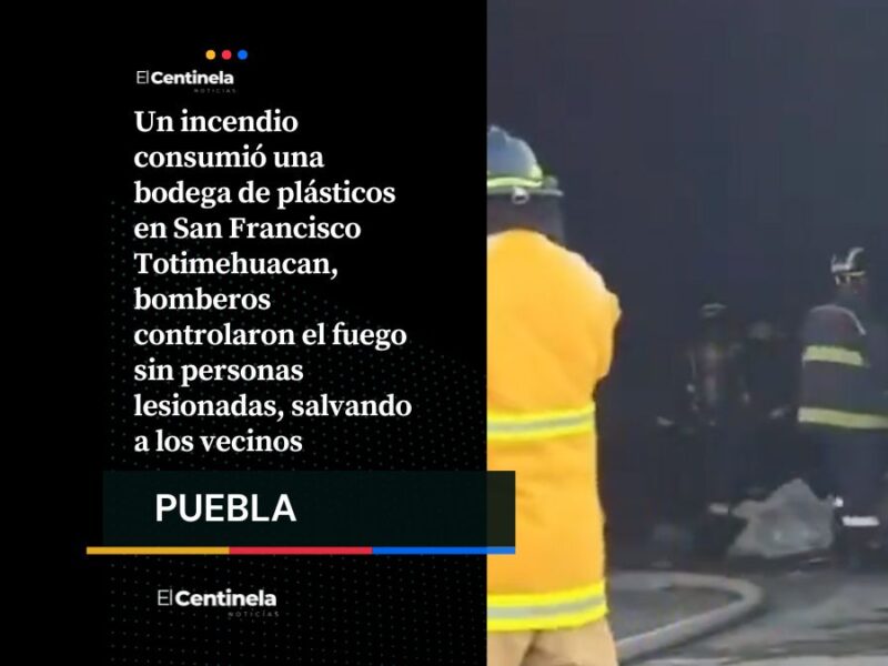Brutal incendio destruye bodega de plásticos en Totimehuacan, no hubo lesionados