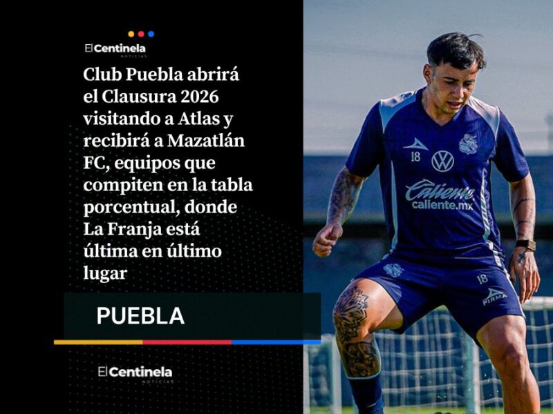 Club Puebla inicia Clausura 2026 ante Atlas y Mazatlán, sus dos rivales directos