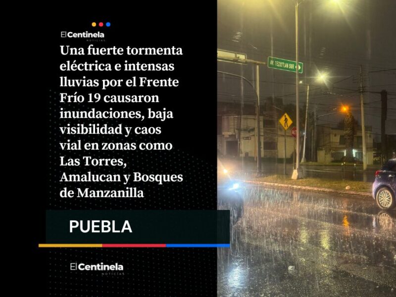 Tormenta eléctrica provoca caos e inundaciones en Puebla: calles anegadas y tráfico colapsado