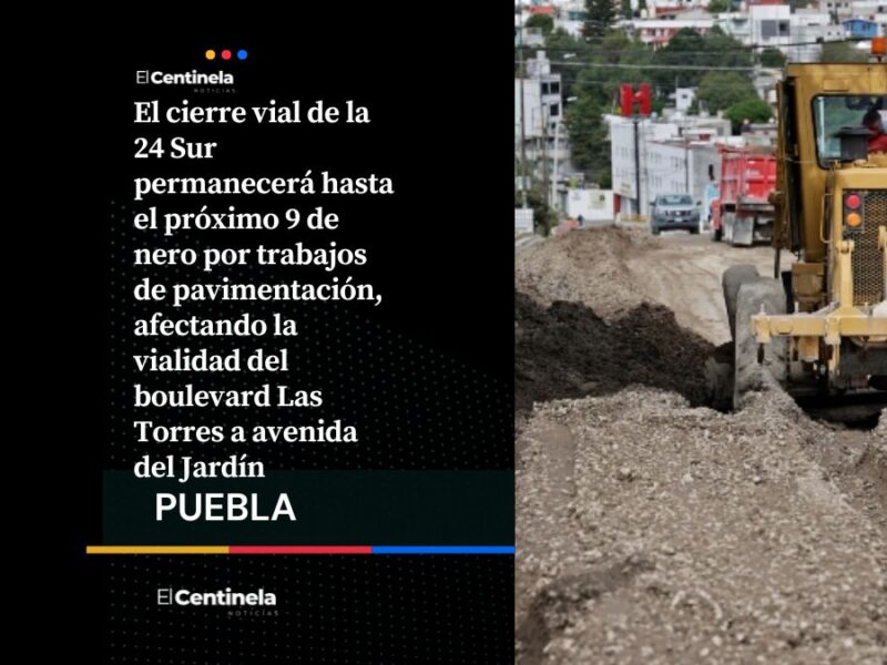 Cierre vial en la 24 Sur por rehabilitación: Avenida Las Torres hasta avenida del Jardín