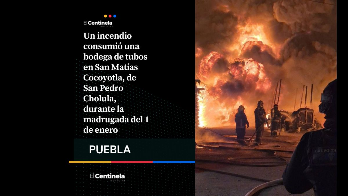 Un incendio consumió una bodega de tubos en San Matías Cocoyotla, de San Pedro Cholula, durante la madrugada del 1 de enero