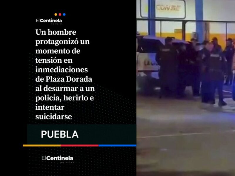 Susto en Plaza Dorada: hombre desarma a policía, lo hiere e intenta suicidarse