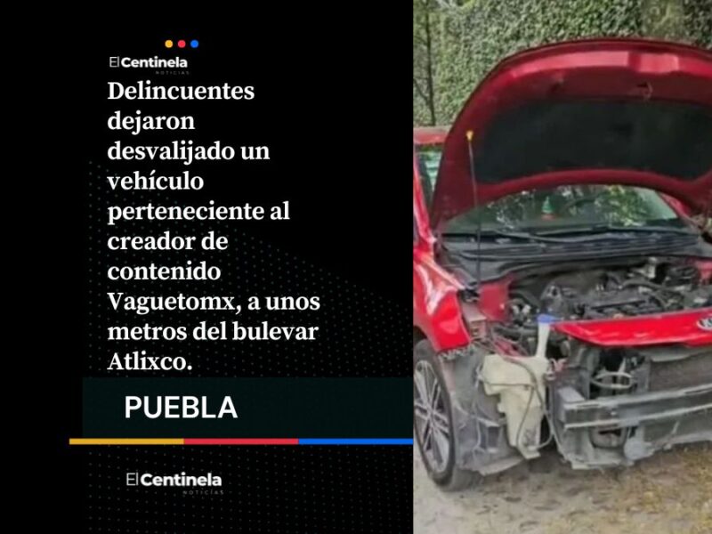 Quedó para deshuesadero: Delincuentes desvalijan vehículo en el bulevar Atlixco