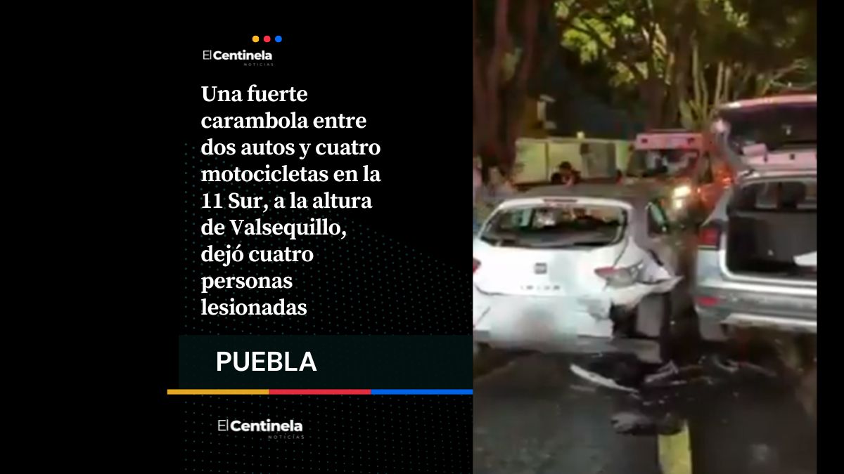 Fuerte carambola en la 11 Sur acaba con cuatro lesionados y severos daños materiales