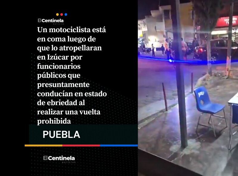 Funcionarios presuntamente ebrios atropellan a motociclista en Izúcar y queda en coma
