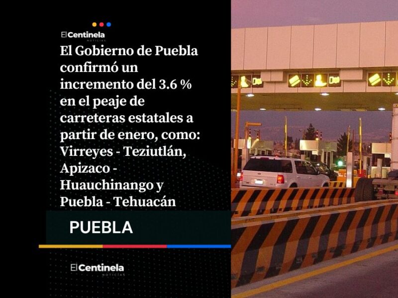Aumenta 3.6% el peaje en carreteras de Puebla desde enero: estas son las vialidades afectadas
