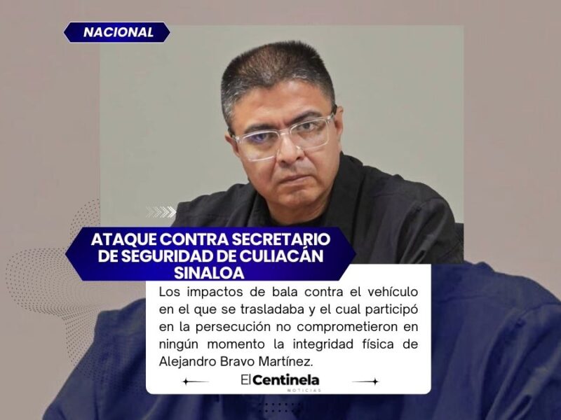 Atacan a balazos a secretario de Seguridad de Culiacán, Sinaloa, durante persecución