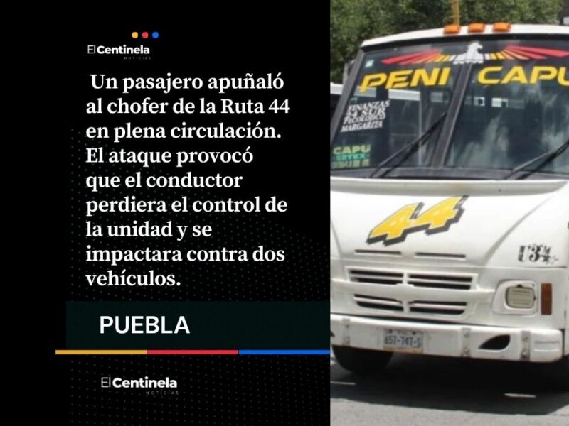 Pasajero apuñala a chofer de la Ruta 44 y se estrella vs autos en el Centro Histórico