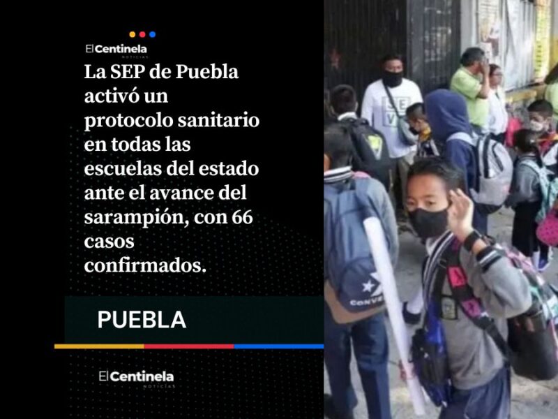 SEP activa protocolo sanitario en escuelas de Puebla tras 66 casos confirmandos de sarampión
