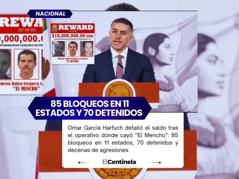 Omar García Harfuch informa saldo tras caída de “El Mencho”: 85 bloqueos y 70 detenidos