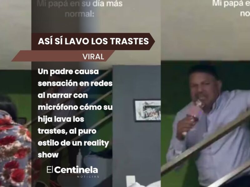 “Ella lava los trastes así”: papá se viraliza al narrar quehacer como presentador de reality show
