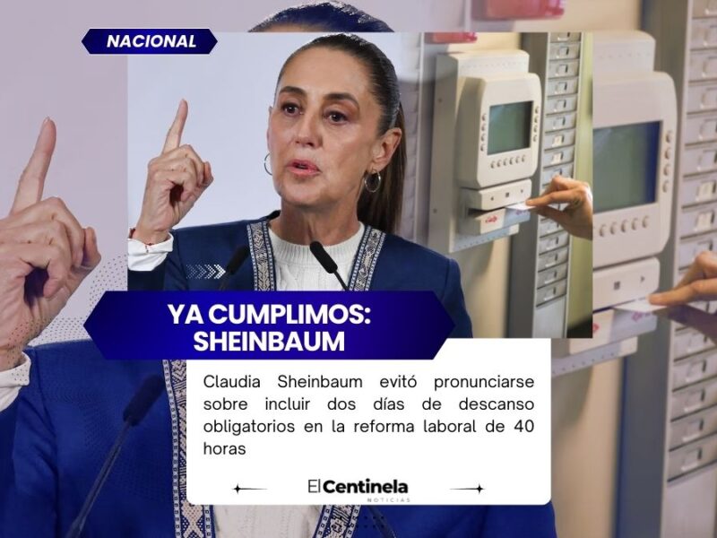 Sheinbaum evita responder a la falta de dos días de descanso en reforma laboral de 40 horas